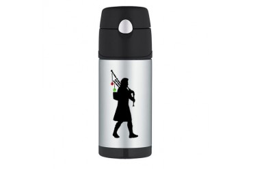 Bagpiper Christmas 2 Holiday Thermos Bottle 12oz by CafePress