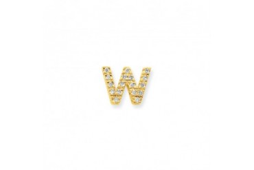The Kennedy Small Block Style Diamond Initial W Slide in 14K Gold