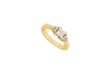 Cubic Zirconia Engagement Ring 18K Yellow Gold Vermeil 0.66 CT CZs