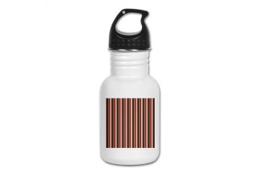Red Gray Brown Stripes Holiday Kid's Water Bottle by CafePress