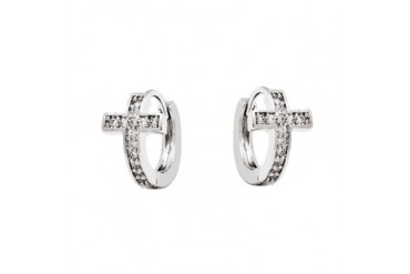 Silver amp Crystal Cross Earrings