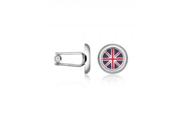 Union Jack Flag Silver Plated Round Cuff links