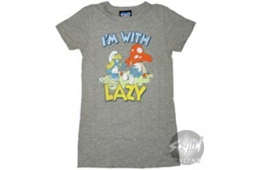 Smurf Im With Lazy Baby Doll Tee by JUNK FOOD