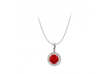 Diva Looks with Ruby Round Pendant in Sterling Silver