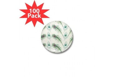 Peacock Feathers Pattern Wedding Mini Button 100 pack by CafePress