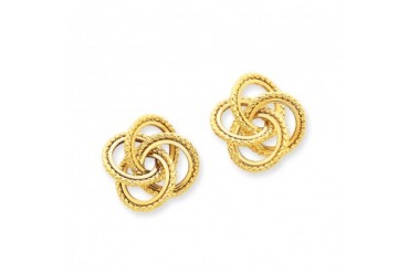 18mm Polished and Twisted Love Knot Earrings in 14K Yellow Gold