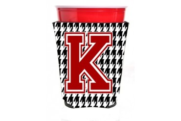 Monogram - Houndstooth Initial K Red Solo Cup Beverage Insulator Hugger