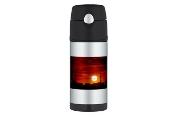 Red sunset scene with mosque and minarets Thermos Photography Thermos Bottle 12oz by CafePress