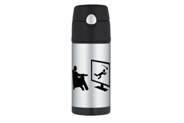 TV Watching Funny Thermos Bottle 12oz by CafePress