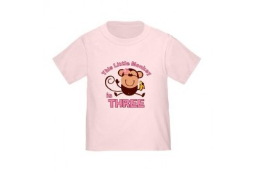Little Monkey 3rd Birthday Girl Toddler T-S