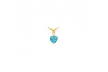 lue Topaz Heart Pendant with Cubic Zirconia in Gold Vermeil over 925 Silver