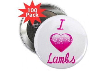 I Love/Heart Lambs Animals 2.25 Button 100 pack by CafePress