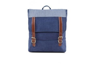EZRA by ZALORA Canvas Backpack With Stripe Panel Flap