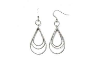 Triple Textured Teardrop Dangle Earrings in Sterling Silver