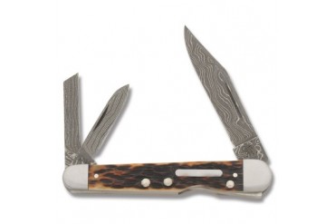 Case Tony Bose Antique Peach Seed Jigged Bone Random Damascus Lockback Whittler