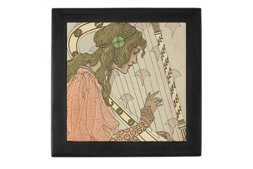 Art Nouveau Harpist Art Music Keepsake Box by CafePress