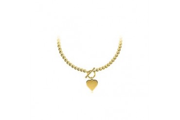 Toggle Lock and Heart Pendant in 14K Yellow Gold