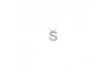 CZ Initial Sterling Silver S Pendant