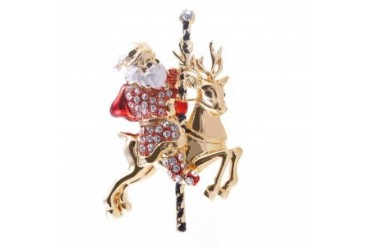 Santa Riding Carousel Brooch