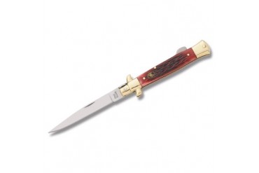 Frost Steel Warrior Stiletto Folder II with Dark Red Jigged Bone Handle
