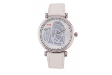 A Time Machine ATM 1005SSW White PU Strap Watch