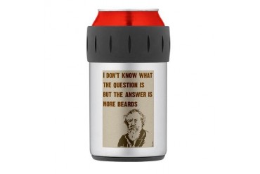 Question/Beard/OldMan Thermos Can Cooler Comedy Thermosreg; Can Cooler by CafePress
