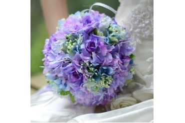 Charming Round Satin Bridal Bouquets (124032160)