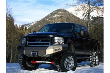 Fab Fours Heavy Duty Winch Bumper in Bare Steel with Lights and D-ring Mounts FS05-A1251-B Front Bumpers