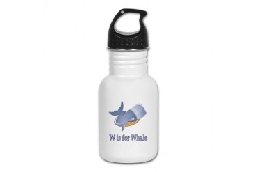 W is for Whale Baby Kid's Water Bottle by CafePress