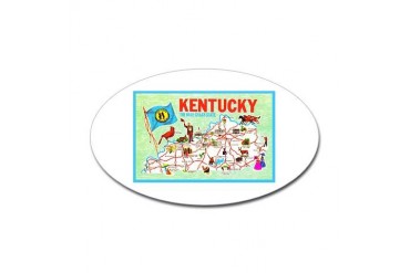Kentucky Map Greetings Vintage Sticker Oval by CafePress