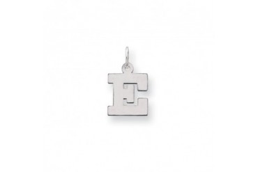 The Amanda Small Block Style Initial E Pendant in Sterling Silver