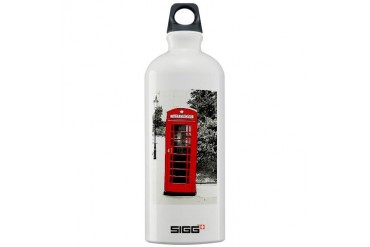 RED LONDON PHONE BOOTH Art Sigg Water Bottle 1.0L by CafePress
