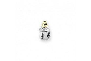 Sterling Silver amp 14K Gold Baby Bottle Charm for 3mm Bracelets