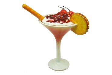 Fancy Tropical Red Cocktail Drink Jeweled Pewter Trinket Box