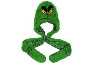 Dr Seuss Grinch Head Furry Snood Embroidered Beanie