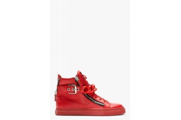 Giuseppe Zanotti Red Chain Detail High top Sneakers