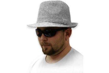 Herringbone Classic Fedora Hat (Grey)