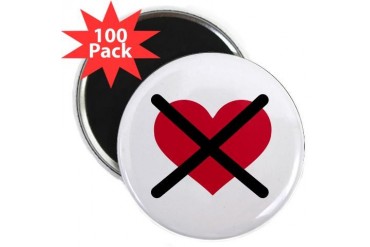 No love red heart Love 2.25 Magnet 100 pack by CafePress