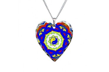 Yin Yang Abstract Art Necklace Heart Charm by CafePress