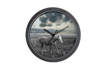 Stormy Horse Corral Pets Wall Clock by CafePress