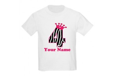 4th Birthday Zebra Kids Light T-Shirt
