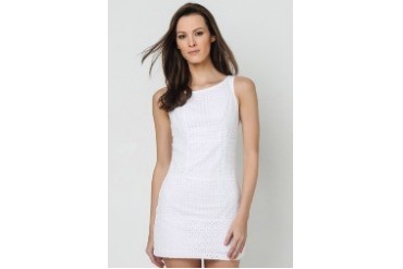 Patchwork Eyelet Shift Dress