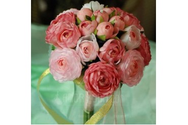 Pretty Round Satin Bridesmaid Bouquets (124032071)