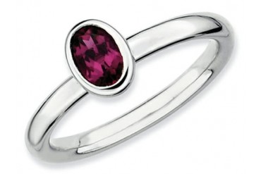 Stackable Expressions Silver Oval Simulated Rhodolite Garnet Stackable Ring