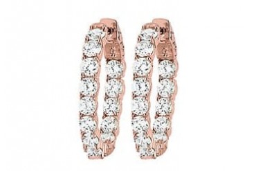 und Prong.15 Inside Out Hoop Earrings in 14K Rose Gold over Sterling Silver