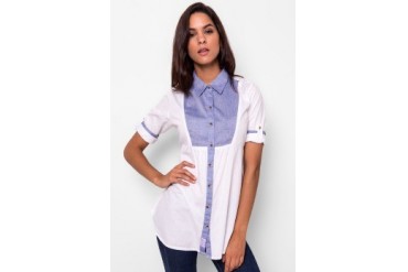 Heath Blouse With Combination Chambray