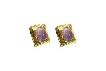 Hammered Amethyst Studs