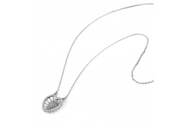 18kt Plated White Gold Nested Heart Necklace with Swarovski Elements