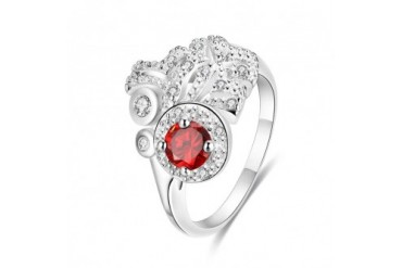 Petite Ruby Red Gem Clover Cluster Ring Size 7