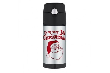 Retro 1st Christmas Retro Thermos Bottle 12oz by CafePress